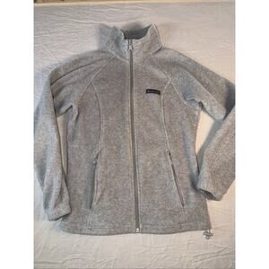 Columbia Womens Full Zip Fleece Jacket Charcoal Gray Mock Neck Medium